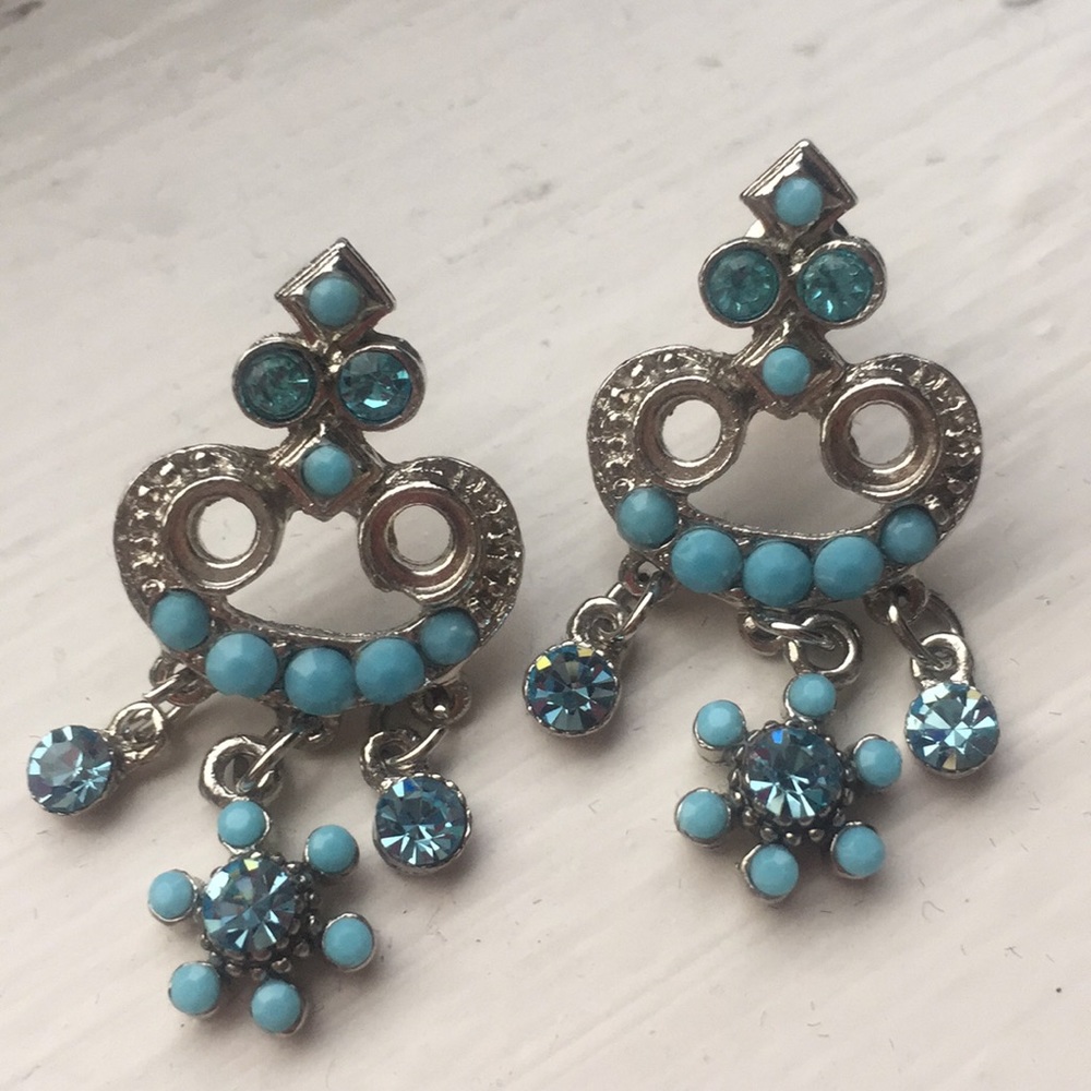 Turquoise Chandelier Earrings with Gemstone Detail